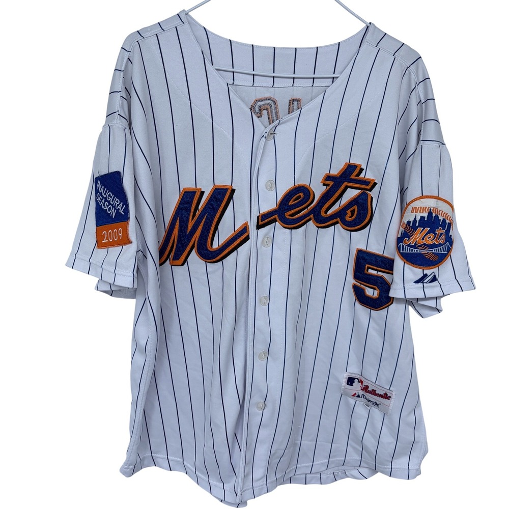 Majestic David Wright #5 New York Mets Baseball Jersey Sz 50 Pinstripe Inaugural